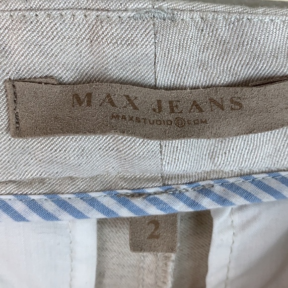 MAX Jeans: linen high waist relax hip cropped leg cuffed trousers pants EUC - Picture 8 of 9